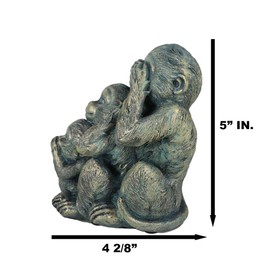 Ebros Whimsical Faded Bronze Colored See Hear Speak No Evil Monkeys Statue 3 Wise Apes of The Jungle Figurine Animal Rainforest Monkey Family Father Juvenile and Infant