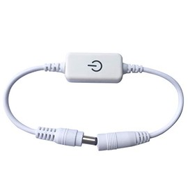 DC12V 5V-24V 5A Touch Panel Control PWM Dimmer ON/Off Switch 0%-100% Smooth Dimming with 5.5-2.1 DC Connector for LED Strip Light (White)