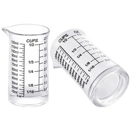 Ackers 4oz Glass Measuring Cup – Shot Glass with Ounce,Ml,Cups Markings for Kitchen & Bar(Pack of 2)