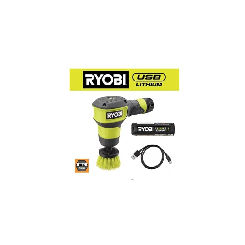 RYOBI USB Lithium Compact Scrubber Kit with 2.0 Ah Battery,