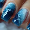 Rchovsam Medium Square Nails Press Ons Blue Press on Nails