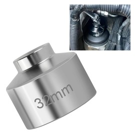 UHANBUT 32mm Car Oil Filter Socket Wrench, 3/8" Drive Filters Cap Wrench Tool with 6-Point Hex Design, Chrome Vanadium Steel Socket Quickly Oil Filter Removal Tool for Most Car Models (32MM)