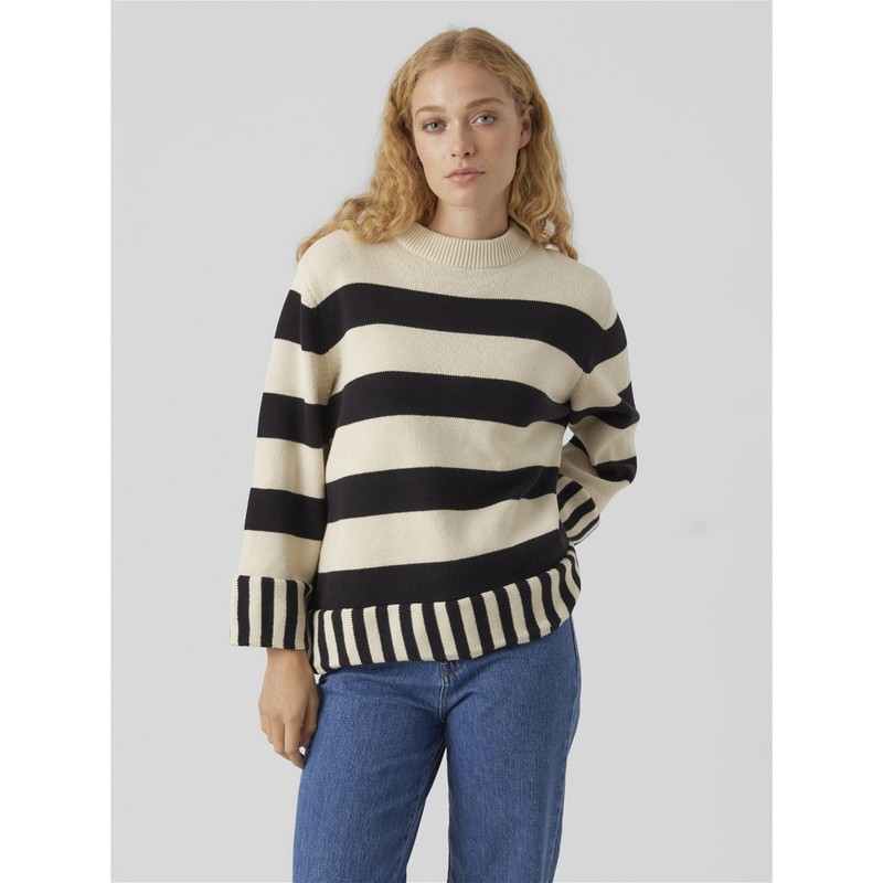 VMELOUIS STRIPE LS OVERSIZE O-NECK PULL.