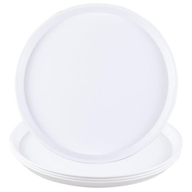 Parlynies 4 Pack Round Restaurant Serving Trays, Plastic Food Service Tray with Non-Slip Surface, White