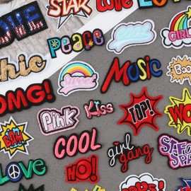 FunnyLi Iron on Patches Love Peace Patch for Clothes Embroidered Hippie Cool Wow Sew on Patch Applique for Hats Jackets Backpacks Clothing