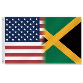 3×5 FT USA Jamaica Combo Flag,Large Jamaican Friendship Decor,Double Side Digital Printed 150D Polyester Banner With Canvas Header Brass Grommet For Outdoor Indoor Parade Car