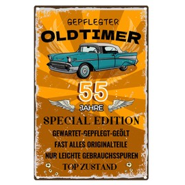 Tin Sign 55 Birthday Sign 55 Years Classic Gifts for the 55th Birthday Man Funny Birthday Sign 55 Gift Idea for 55th Anniversary - Vintage Metal Sign 20 x 30 cm