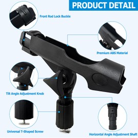 LBW Boat Fishing Rod Holder with Track Mount Universal T-Shaped Screw Mounted on Rail for Fishing Boat, Canoe, Kayak Rod Holder No Rail 2 Pack