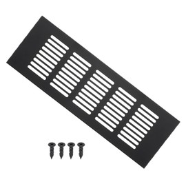 PATIKIL 9 x 3.2 Inch Door Air Vent Cover, Aluminum Grille Ventilation Cover Louvered with Mounting Screws for Cabinet Wardrobe Door, Black