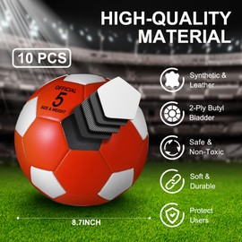 Libima 13 Pcs Soccer Ball Bulk 10 Pcs Official Size 5 Soccer Ball with 2 Pump and Carry Bag Christmas Indoor Outdoor Training Sport Gift for Youth Adult (Fresh Style, Colorful)