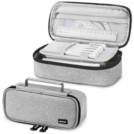 wonsar Pencil Case Pencil Case Large Capacity Case 4 Compartments Pencil Case Girls Boys Teenagers Pencil Case for School & Office, light grey, simple