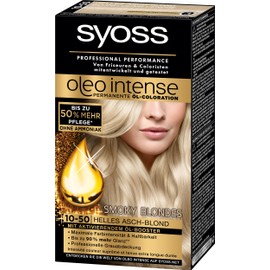 Syoss Oleo Intense Colouration 10-50 Light Ash Blonde Smoky Blonde Pack of 3 x 115 ml
