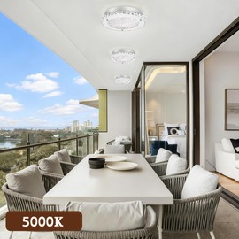 DHK wot Crystal Flush Mount Ceiling Light 3000/4000/5000K Modern Crystal Light Fixtures Ceiling Mount for Bathroom Hallway Porch Laundry Room Cloakroom 11", LED, Dimmable