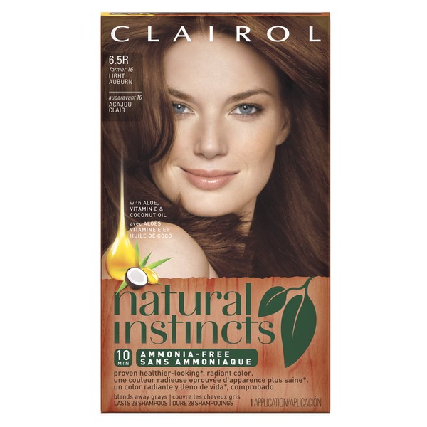 Clairol Natural Instincts Semi-Permanent Hair Dye, 6.5 Light Auburn Hair Color, 1 Count