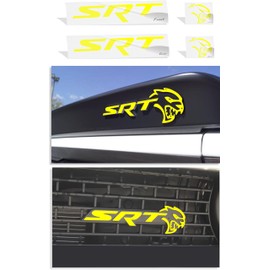 Reflective Concepts - SRT Badge Overlay Decal Stickers - Grille and Trunk - 2018-2023 Challenger SRT Hellcat - (Color: Bright Yellow)