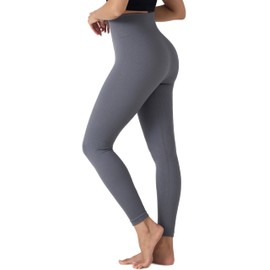 Yoinlia Women's High Waist Yoga Pants Tummy Control Workout Yoga Leggings Grey L
