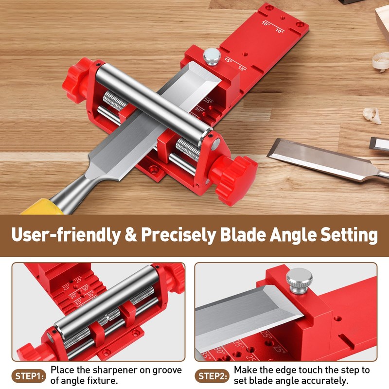 Chisel Sharpening Jig with Diamond Sharpening Stone 400# 1000# Grit,