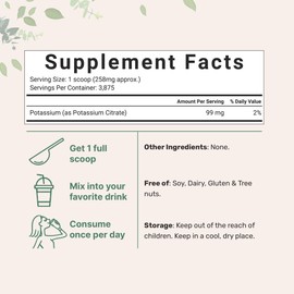 US Origin Potassium Citrate Powder, 1 KG (35 Ounce) | Essential Hydration Electrolyte Supplement | Supports Mineral Balance, Heart, Joint, and Immune Health | Vegan Friendly