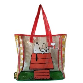 Legacy Licensing Partners Peanuts SNOOPY & WOODSTOCK XL CLEAR Reusable Tote/Shopping/