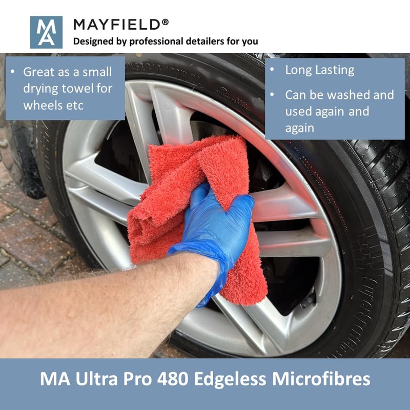 Edgeless Microfibre Cloths x 3-480gsm, 40cm x 40cm, Car Cleaning,