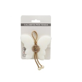 Kasahome Set of 2 Butterfly Magnetic Curtain Clips with Magnets Shabby Style Home Decor Magnet Tie Backs 10cm (White)