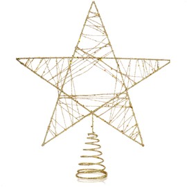 com-four® Christmas decorative star – Christmas decoration star made of metal – standing Christmas star with glitter and sequins (gold/27 cm)