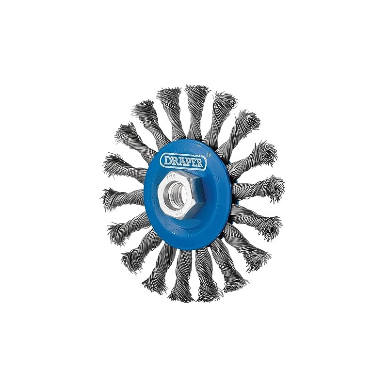 Draper 08058 Steel Twist-Knot Flat Wire Wheel Brush, 115mm, M14