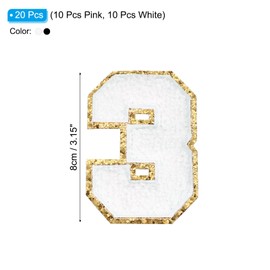 PATIKIL Chenille Number Patches, 20 Pcs Iron on Number Patch Number Embroidered Patch Glitter Applique for Hat Jacket Clothing Bags DIY Decoration Backpack, Number 0-9 Black White