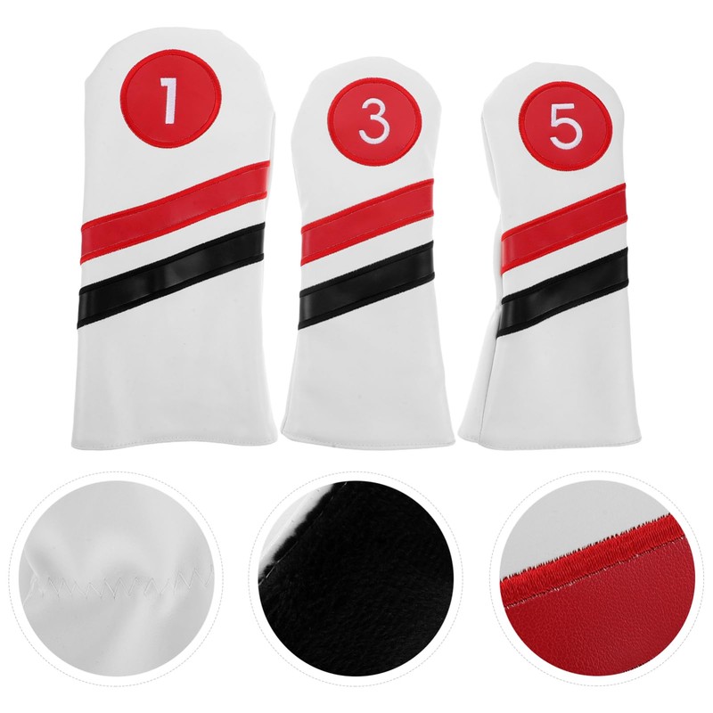 OHPHCALL Elegant Design Golf Club Head Covers 3pcs Fake Leather