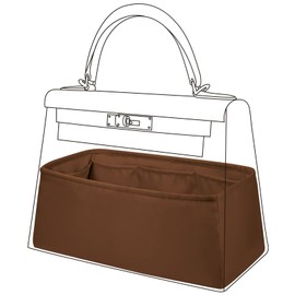 DGAZ Bag Organizer Insert, Silk Handbag Organizer, Luxury Handbag & Tote Organizer, Fits Kelly 20/25/28/32/35/40 Bags (Gold, KL25)