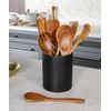 Nucookery Wooden Cooking Utensils Set with Holder, Teak Wood Utensils,
