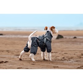 BT Bear Dog Harness Raincoat,Adjustable 4 Legs Dog Jacket with Harness Reflective Jumpsuit Waterproof Coat for Small Medium Dogs,Black XXL