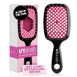 FHI Heat UNbrush Detangling Brush for Pain-Free Brushing on All Wet or Dry Hair Types — Durable DuoFlex Anti-Static Bristles, Lightweight Handle, Vented Hair Brush, Cherry Blossom