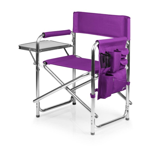 ONIVA - a Picnic Time brand - Sports Chair with Side Table, Beach Chair, Camp Chair for Adults, (Purple)