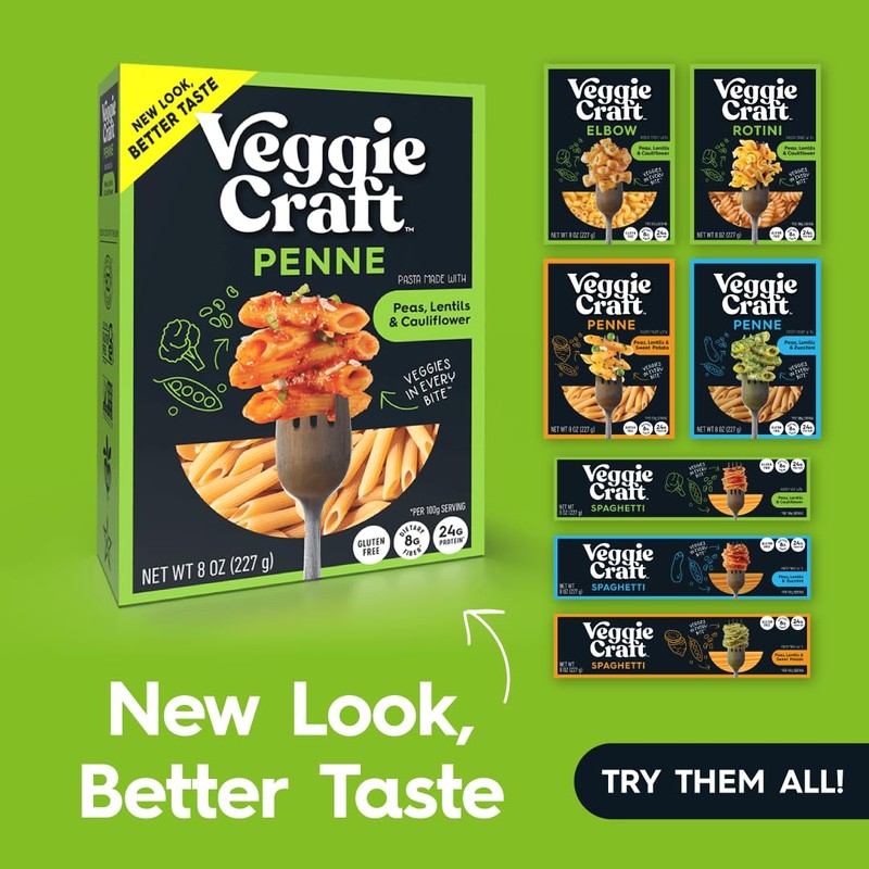 Veggiecraft Farms Penne Pasta - Low Carb Pasta, High Protein,