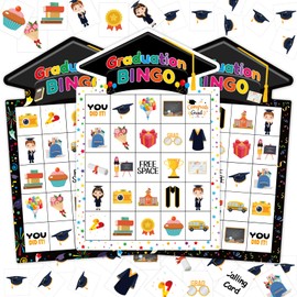 Graduation Bingo Games Cards Congrats Grad Game for 24 Players Class of 2025 Family Bingo for Boys Girls Kids Adults Classroom Activities Kindergarten Preschool High School College Party Supplies