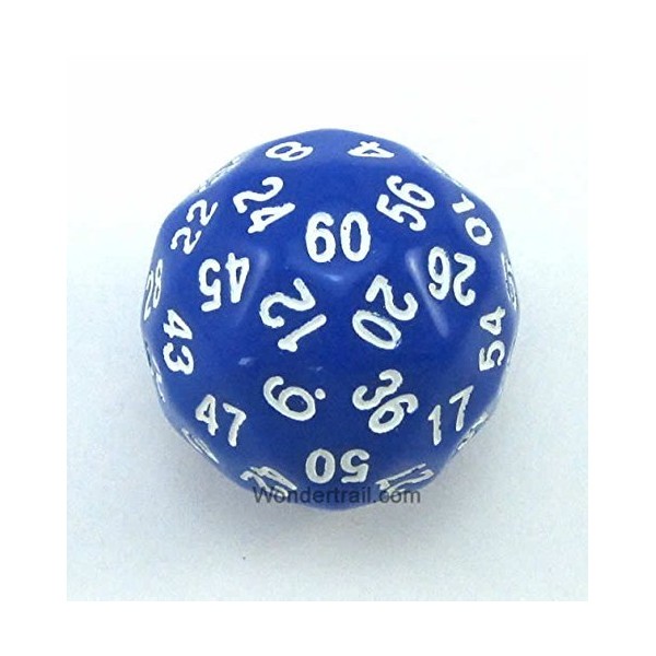 Blue Opaque with White Numbers D60 35mm (1.37in) 1 Die
