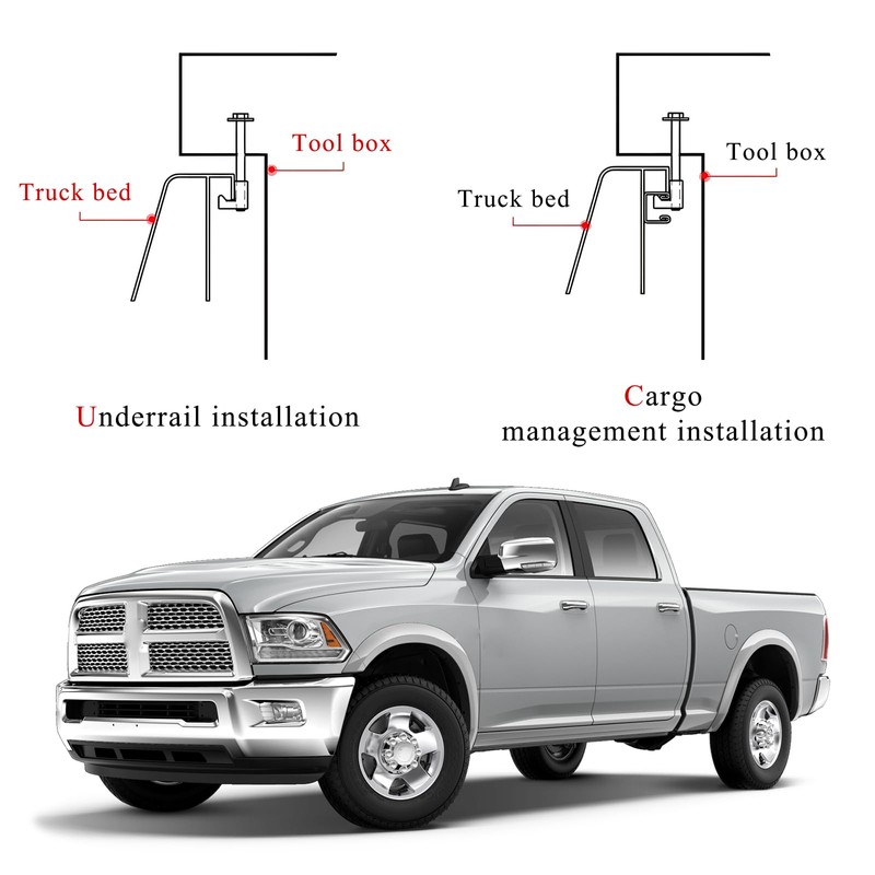 Gasedin 4 PCS Truck Tool Box Mounting Clamps, Aluminum Alloy