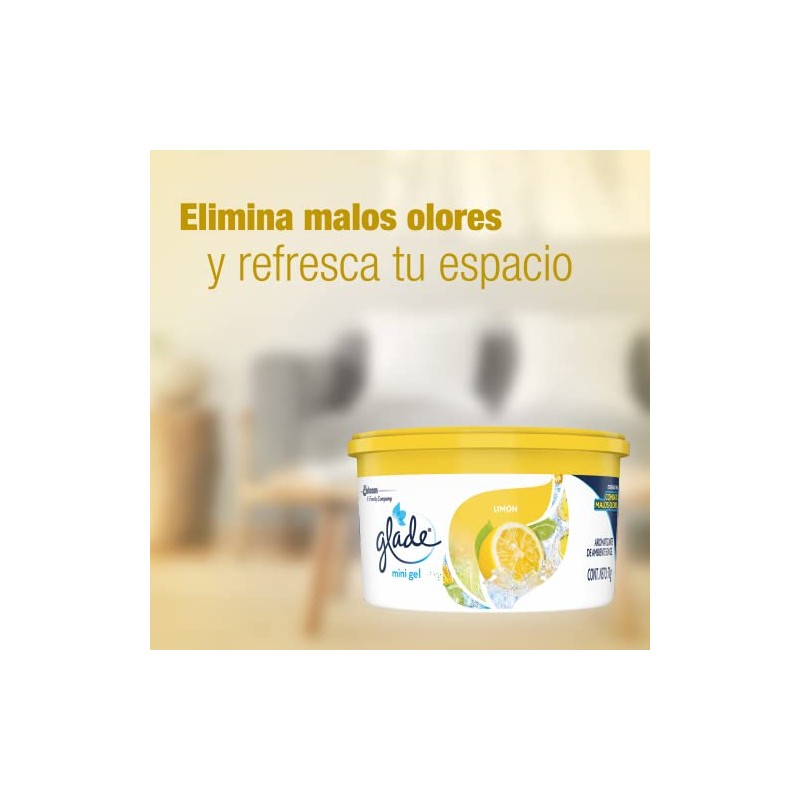 Glade Gel Aromatizante de Ambiente Continuo en Gel, Aroma Limón,