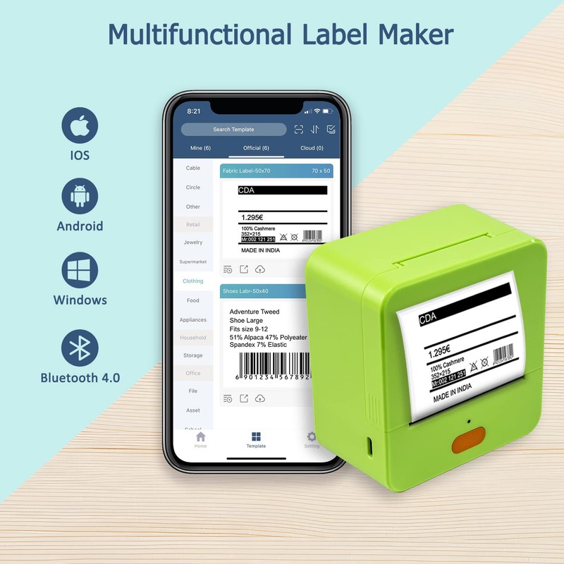 NETUM P58C Mini Label Printer - Portable Barcode Label Maker