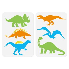 2 Pack Dinosaur Stencils for Painting A4 Size Reusable Plastic Dinosaur Stencils for Painting on Wall Wood Furniture Fabric Canvas, DIY Craft Stencil