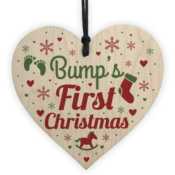 RED OCEAN Bumps First Christmas Heart Decoration Wooden Christmas Tree Baubles Mum To Be 1st Xmas Bump Tree Decoration Handmade Plaque 2018 Bauble