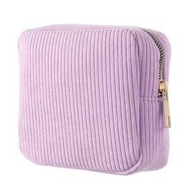Husalsea Corduroy Sanitary Pad Storage Bag, Sanitary Bags with Zipper, Period Bag, Sanitary Towel Holder for Sanitary Napkin, Tampons (Purple, Count, 1)