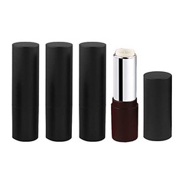 4 Pieces 3.5g Empty Lipstick Tubes Refillable Lip Balm Tubes Lip Gloss Tube Holder Containers with Lids for DIY Make Up Cosmetic Travel Daily Life, Outer Black Inner Silver