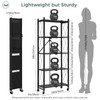 DEANIC 5-Shelf Folding Bookcase with Wheels, Rolling Bookshelf Heavy Duty