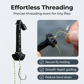 2PCS Magnetic Fly Threader, Fishing Accessories for Anglers, Universal Knot Helper Knot Assist for Threading Hooks, Tippet Threading Aid for Low Light & Poor Eyesight