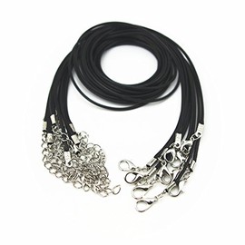 Glory Qin 10pcs 22" Black Leather Necklace Cord Chain 1.5mm 2" Extension Chain