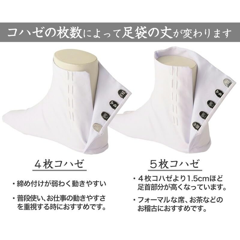Fukusuke 7003-000 Cotton Calico Tabi Socks, 4 Pieces, Kofobe, Sarashi