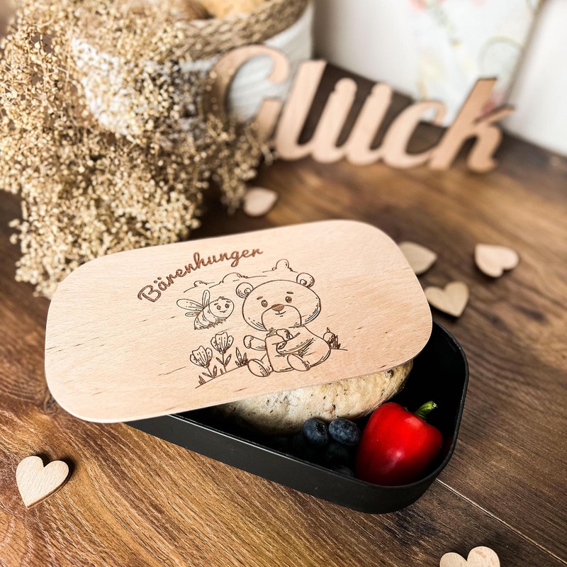 Spruchreif Lunch box with engraved breakfast board, plastic lunch box,