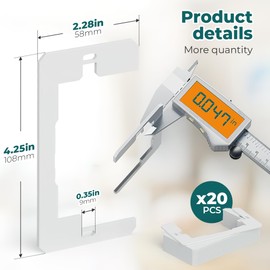 Wuno Shop 20 Pcs Wall Plate Spacer, Outlet Spacers for Electrical Box, Flush Fit Device Leveling Plate, Metal Outlet Shims, Receptacle Leveler for Fixing Walls Device - White